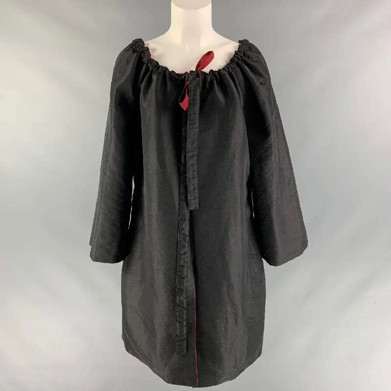 HEIDI WEISEL Size L Black Red Polyester Reversible Coat