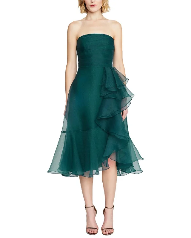 Theia Rachel Strapless Draped Dress