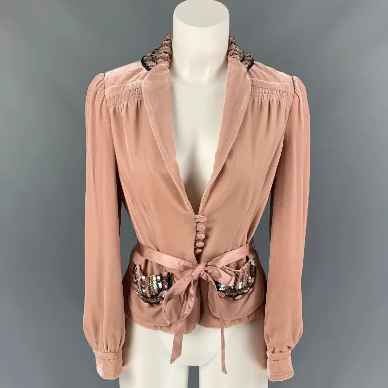 MARC by MARC JACOBS Size 6 Rose Rayon / Silk Beaded Jacket