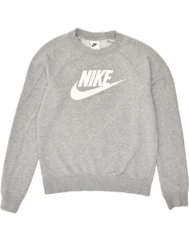 NIKE Womens Graphic Sweatshirt Jumper UK 6 XS Grey