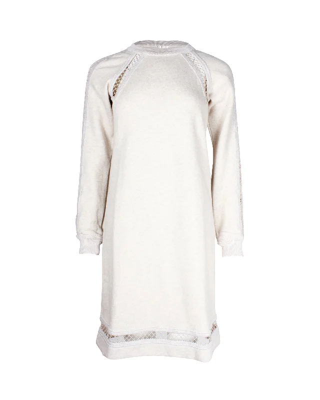 Chloe Cut Out Detail Sweatshirt Mini Dress in Cream Cotton