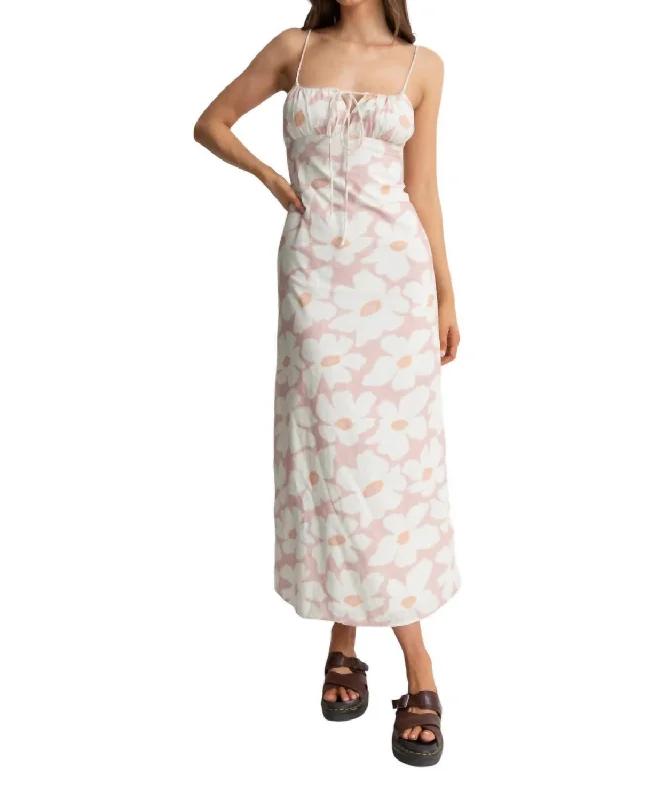 Mimi Floral Gathered Maxi Dress In Rose