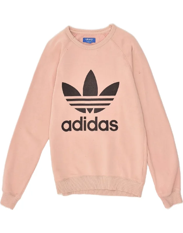 ADIDAS Womens Oversized Graphic Sweatshirt Jumper UK 6 XS Pink Cotton