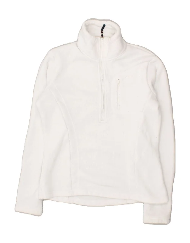 MUSTO Womens Zip Neck Fleece Jumper US 14 XL White Polyester