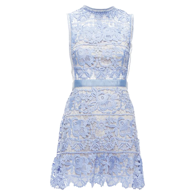 Self Portrait Guipure Lace Overlay Bandeau Cut Out Dress