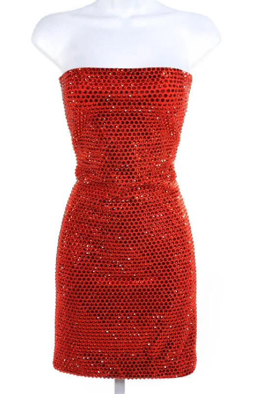 Michael Kors Orange Crystal Embellished Jersey Dress