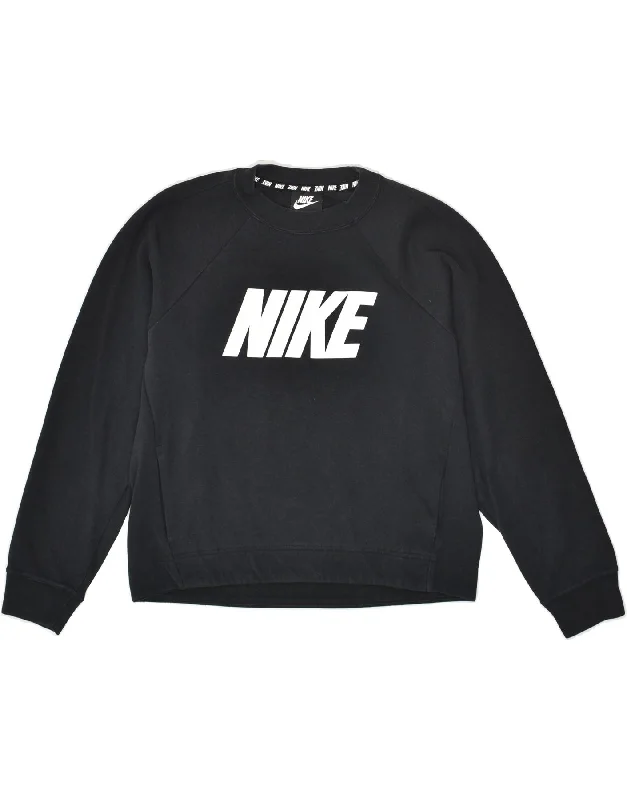 NIKE Womens Graphic Sweatshirt Jumper UK 10 Small Black