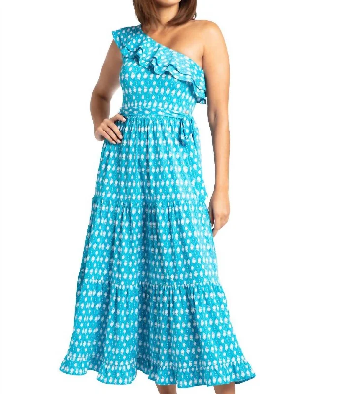 One Shoulder Maxi Dress In Palm Valley