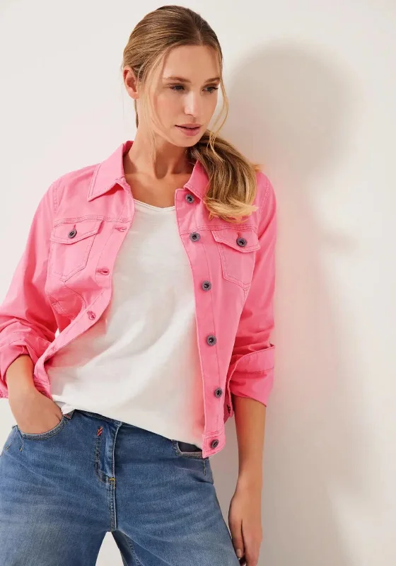 Cecil Coloured Denim Jacket, Soft Neon Pink