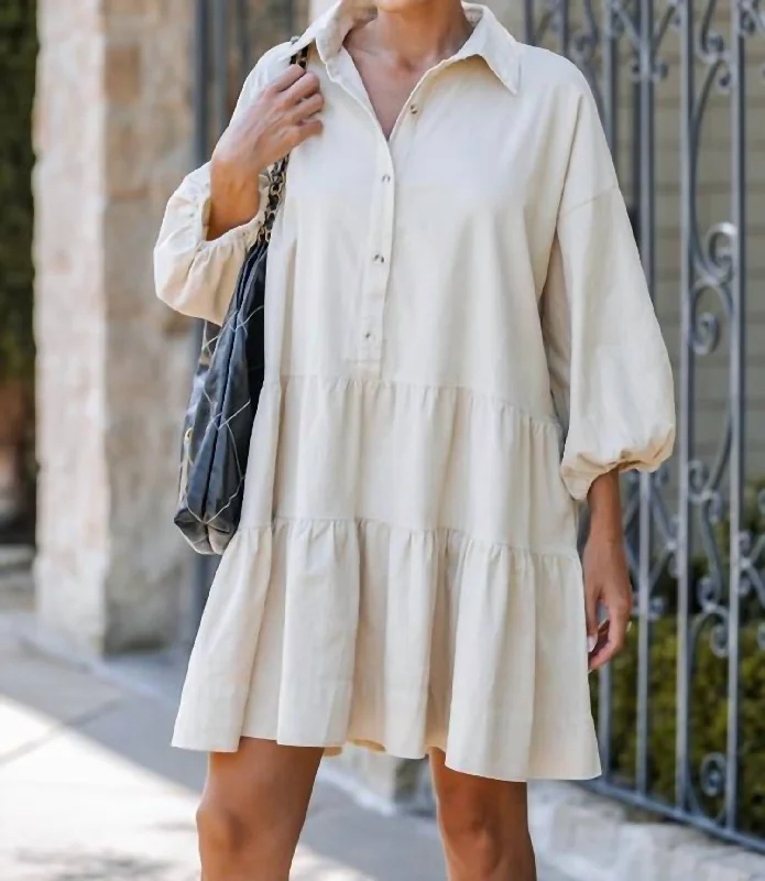 Corduroy Ovesized Dress In Beige