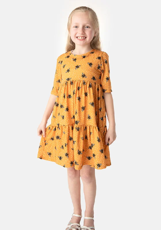 Children's Bee Print Dress (Nectar)