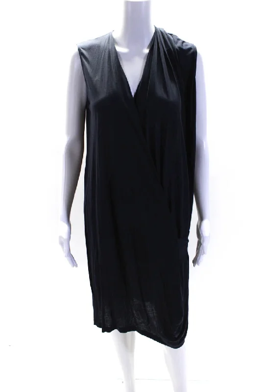 ACNE Studios Womens V-Neck Sleeveless Mini Dress Navy