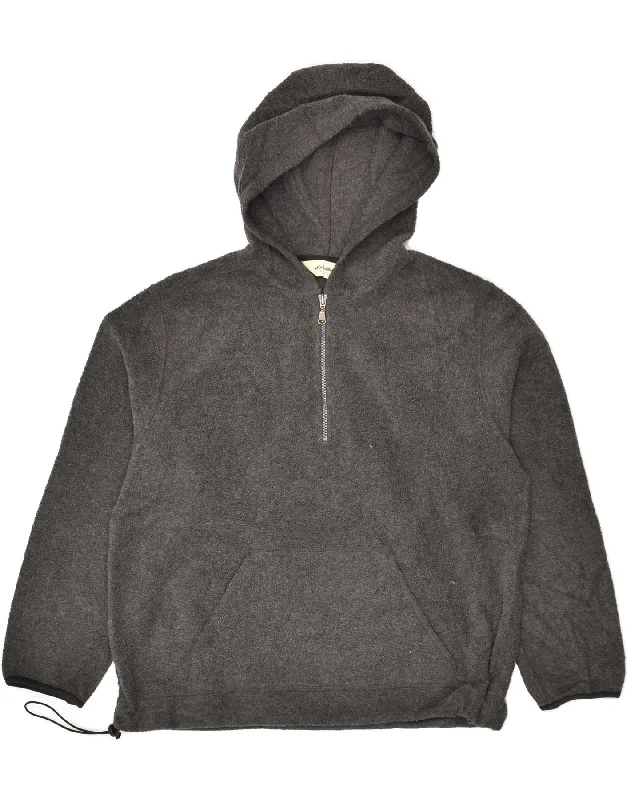 EDDIE BAUER Womens Fleece Zip Neck Hoodie Jumper UK 16 Large Grey